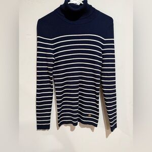 Ralph Lauren Men's Sweater in Navy and Cream Stripes